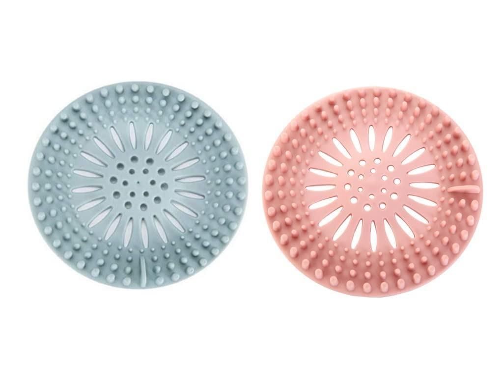 Hair Catcher Durable Silicone Hair Stopper Shower Drain Covers (Pack of 2)