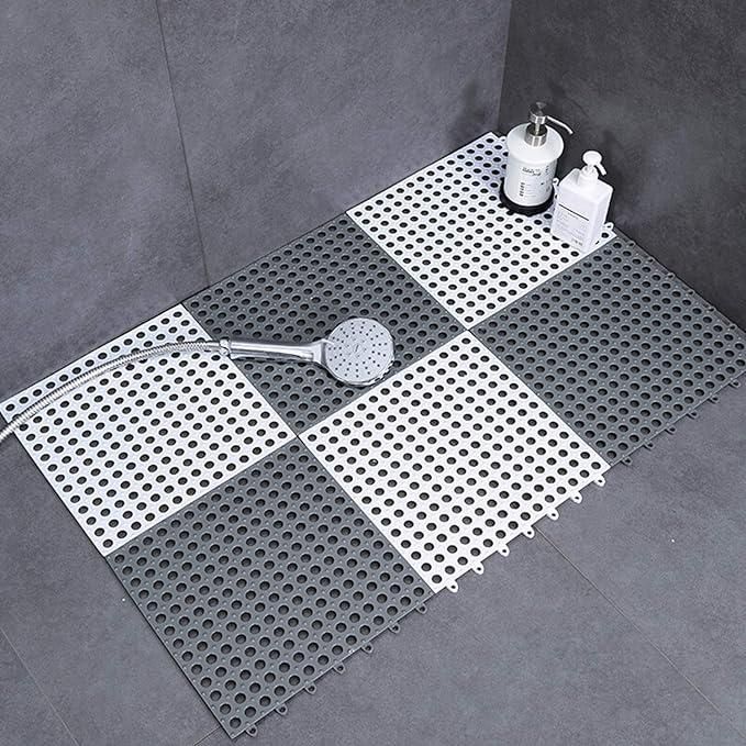 Plastic Bath Mat with Drain Holes and Drainage Pack of 6