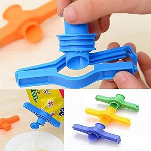 Kitchen Food Clip Storage Seal and Pour Spill Proof Clips with Caps (Pack of 8)