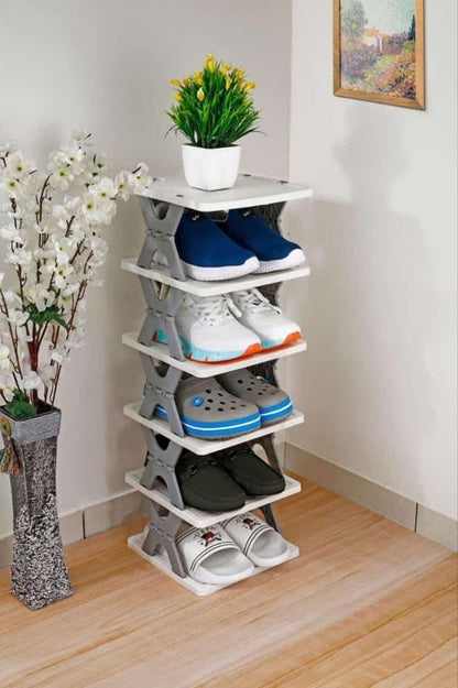 Corner Smart Foldable Shoes Shelf 6 Tier Shoe Rack