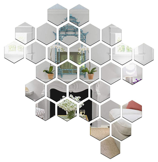 3D Acrylic Hexagon Mirror Wall Stickers(Set of 31)